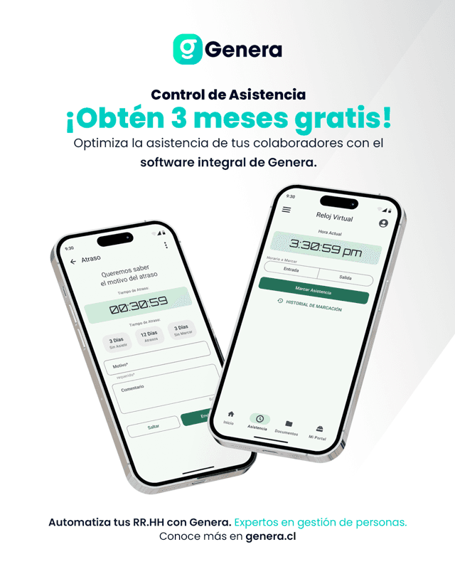 Genera — Control de asistencia · Software integral | Muller y Pérez Diseño campaña SaaS Genera control de asistencia software RRHH - Muller y Pérez agencia marketing digital